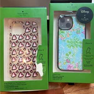 KATE SPADE I PHONE 14 PHONE CASES. Both in NEW Condition. Hearts and Disney.